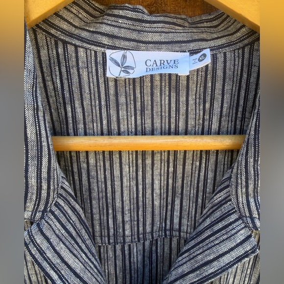 Carve Designs- Nyla Linen Romper / Navy Texture - XL - Picture 7 of 8